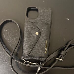 Bandolier Black Textured Phone Case with Strap